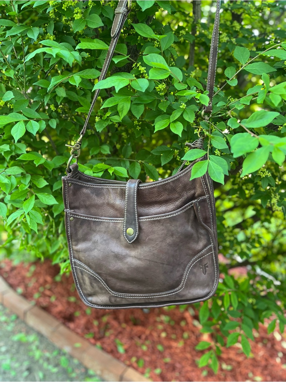 Frye Madison Campus Brown Leather Crossbody Bag Certificate of Authenticity incl
